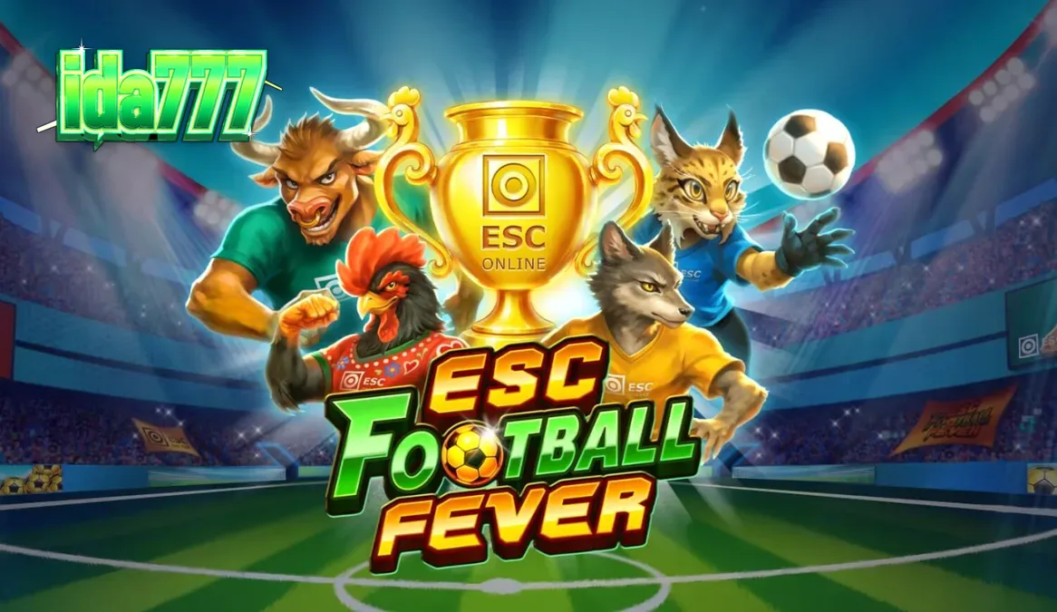 Tampilan visual slot ESC Football Fever dengan tema stadion sepak bola